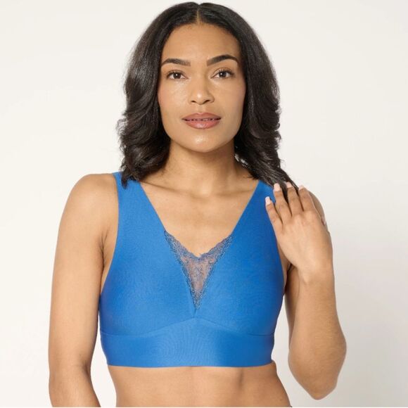 Breezies Invisible Bonded Wirefree Bra with Lace Detail White Size XL - Picture 3 of 7